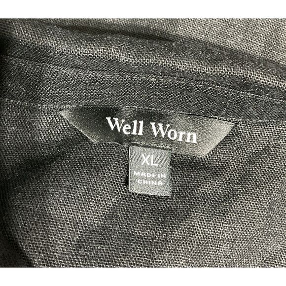 Well Worn Black Linen Blend Button Up Shirt Dress Size XL - Picture 12 of 15